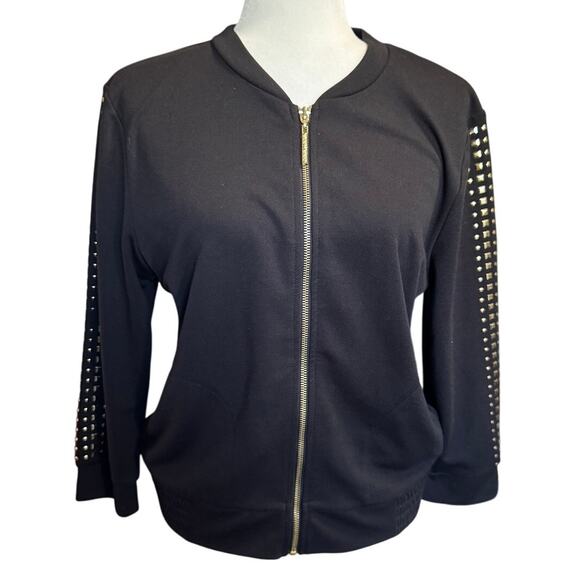 Nicki Minaj Studded Black Zip-Up Jacket Size L Streetwear Bomber - Picture 1 of 6